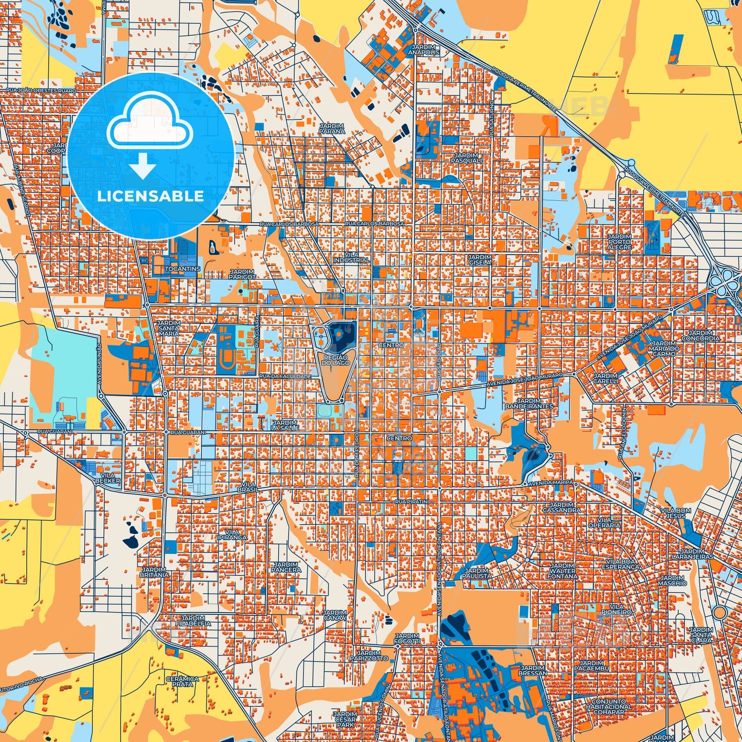 Colorful Toledo Street Map with Labels and Buildings