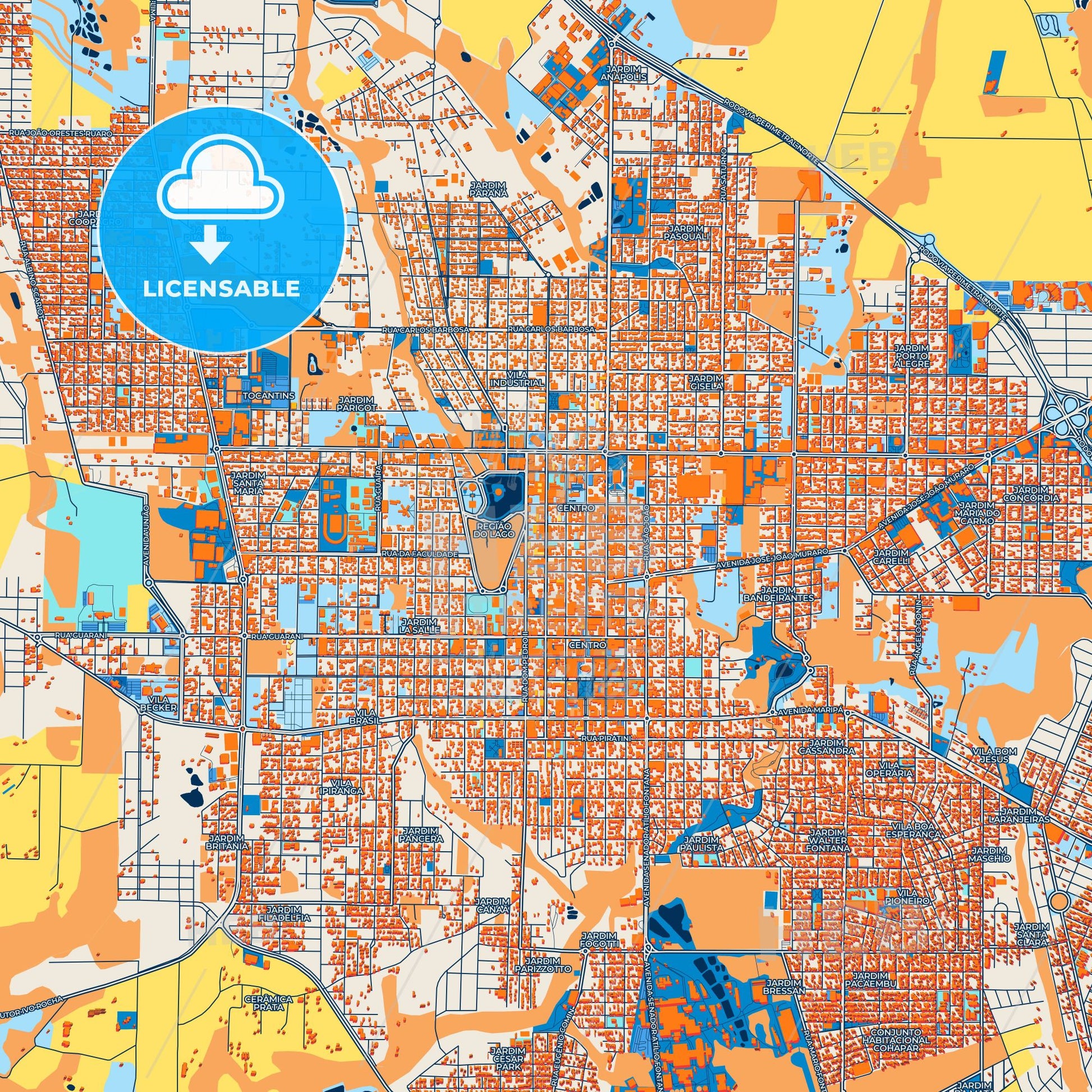 Colorful Toledo Street Map with Labels and Buildings