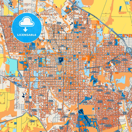 Colorful Toledo Street Map with Labels and Buildings
