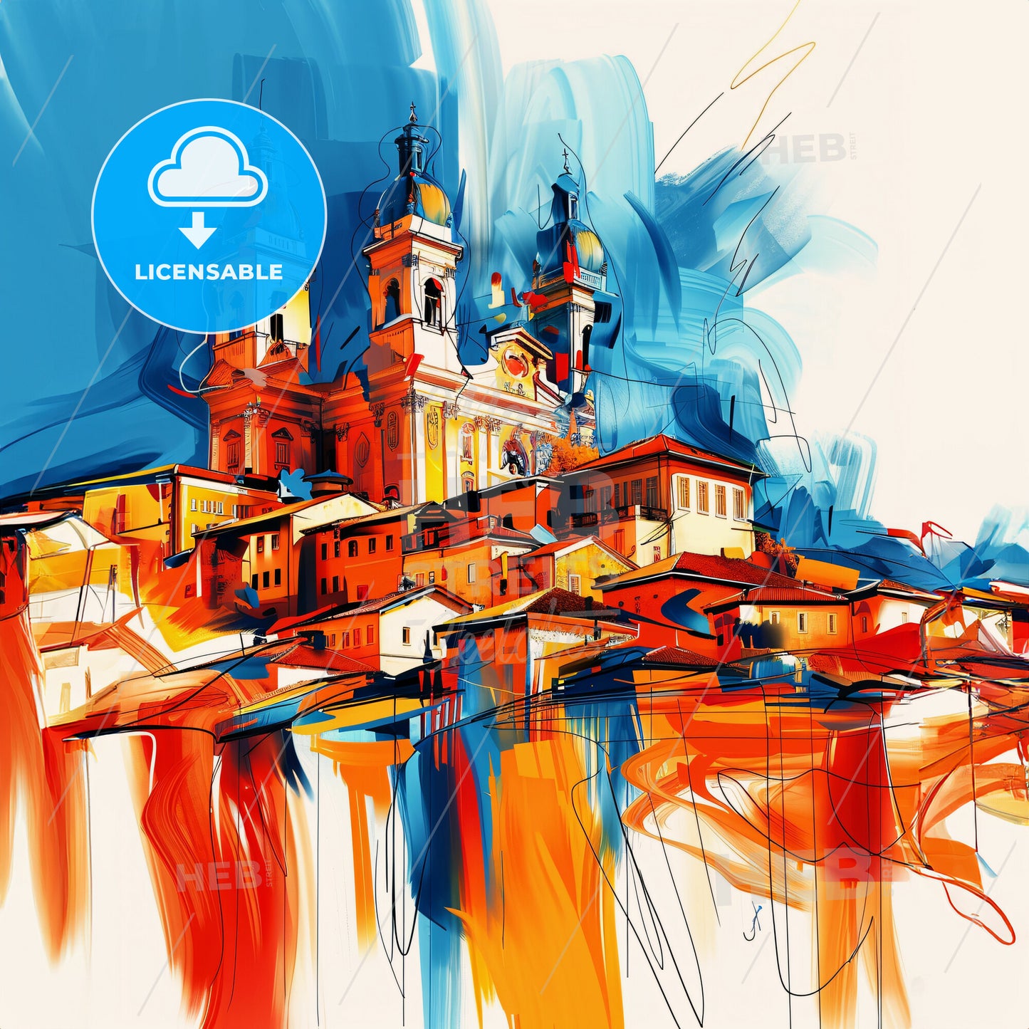 Vibrant Toledo, Ohio - A Painting Of A Building With Towers And Towers