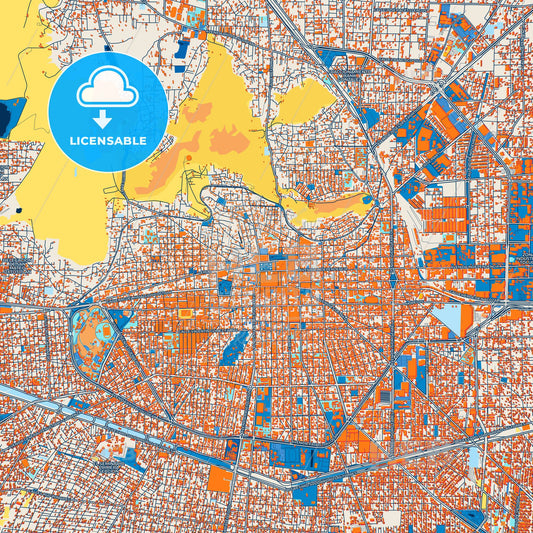 Colorful Toluca Street Map with Labels and Buildings