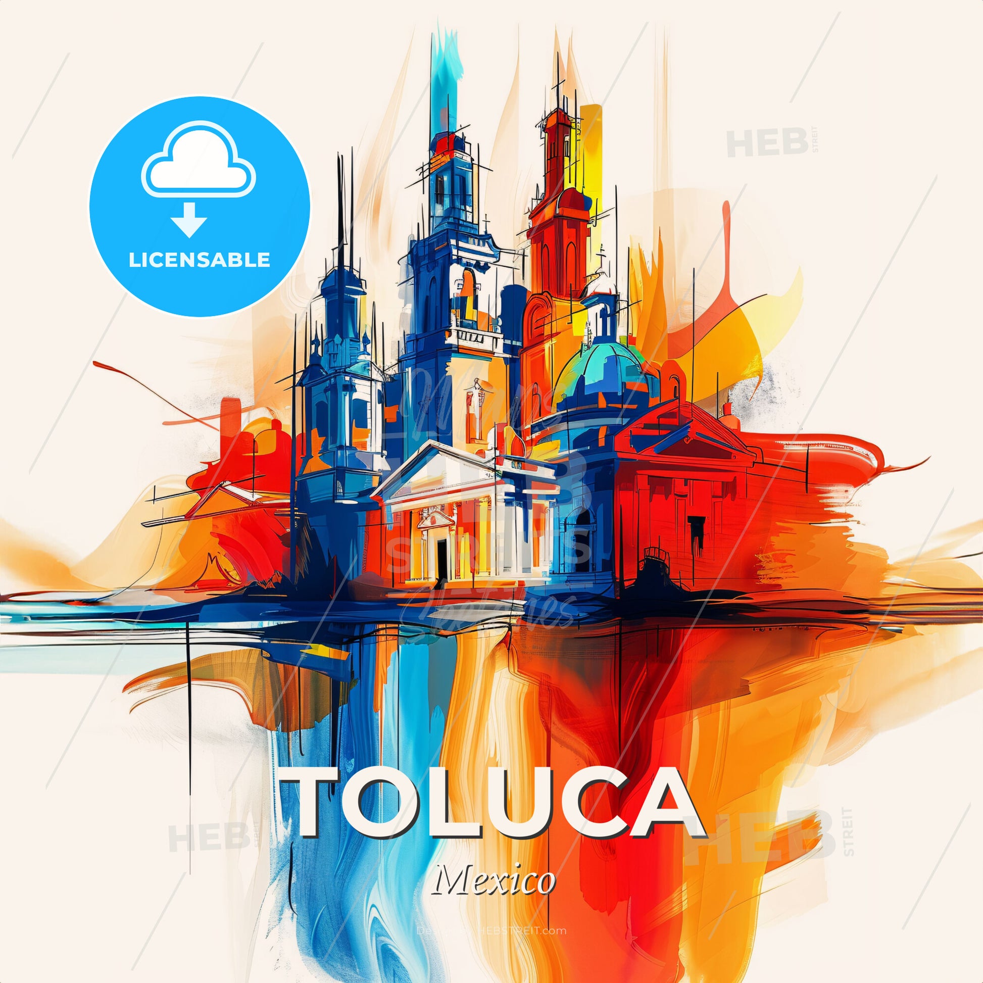 Vibrant Toluca, Mexico - A Colorful Building With Towers And A White Wall - Square format print template