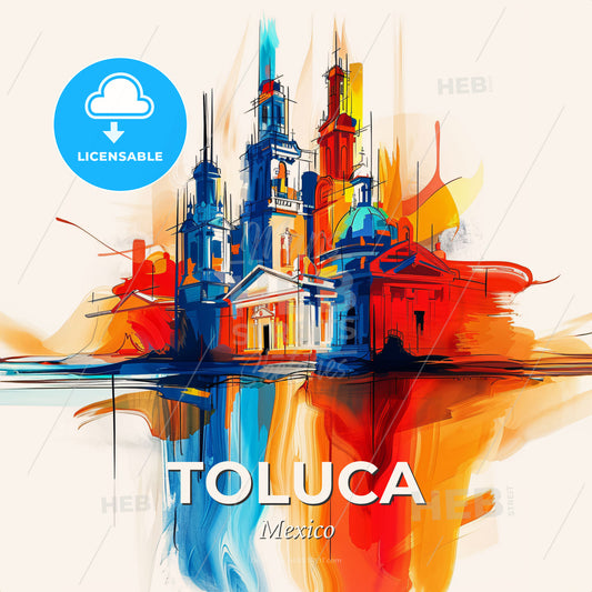 Vibrant Toluca, Mexico - A Colorful Building With Towers And A White Wall - Square format print template
