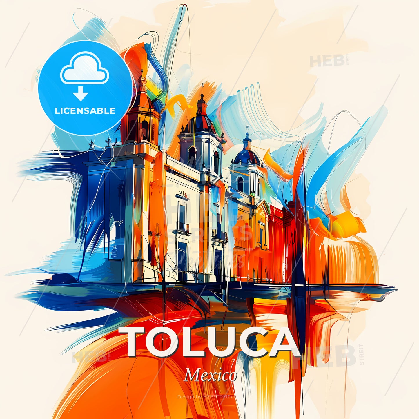 Vibrant Toluca, Mexico - A Painting Of A Building With Colorful Paint - Square format print template