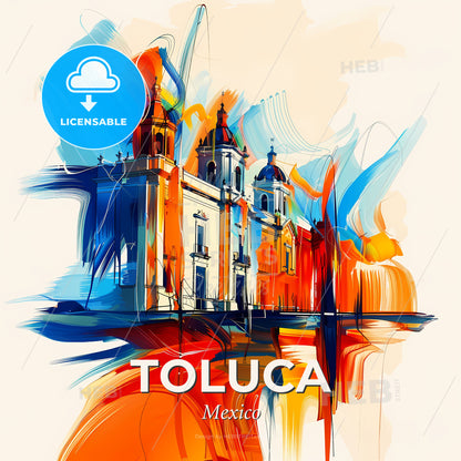 Vibrant Toluca, Mexico - A Painting Of A Building With Colorful Paint - Square format print template