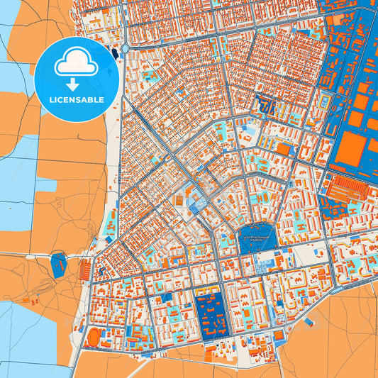 Colorful Tolyatti Street Map with Labels and Buildings