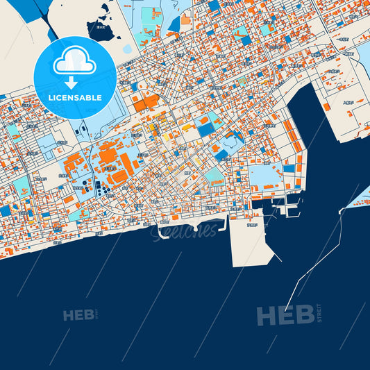Colorful Tomakomai Street Map with Labels and Buildings