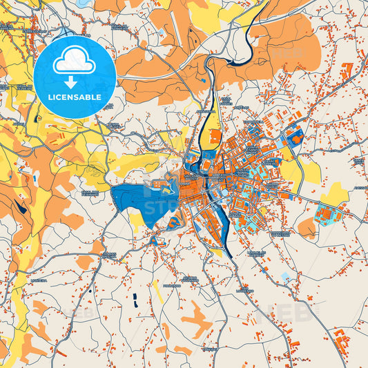 Colorful Tomar Street Map with Labels and Buildings