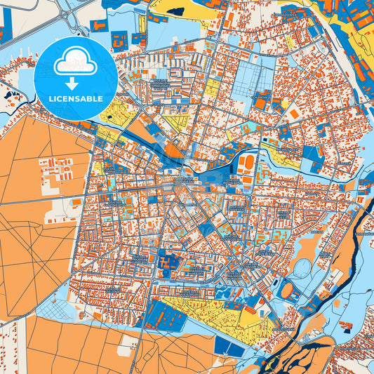 Colorful Tomaszów Mazowiecki Street Map with Labels and Buildings