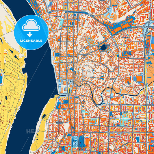 Colorful Tomsk Street Map with Labels and Buildings