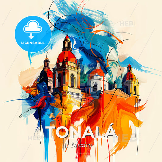 Vibrant Tonalá, Mexico - A Colorful Painting Of A Building - Square format print template