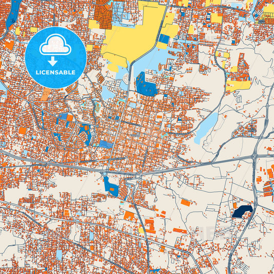 Colorful Tonalá Street Map with Labels and Buildings