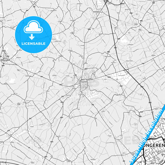 Tongeren, Belgium light map with streetnames, citynames and districts