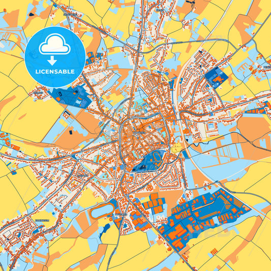 Colorful Tongeren Street Map with Labels and Buildings