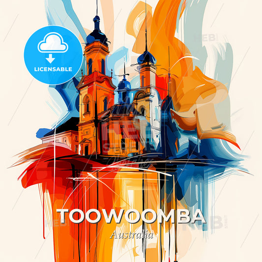 Vibrant Toowoomba, Australia - A Painting Of A Building - Square format print template