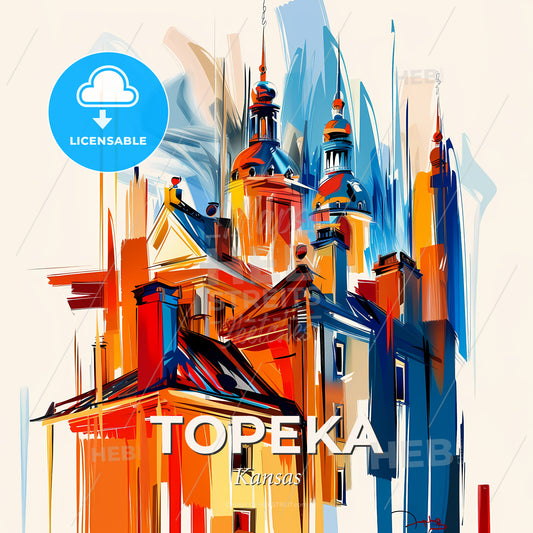 Vibrant Topeka, Kansas - A Painting Of A Building - Square format print template