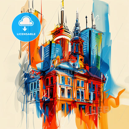 Vibrant Toronto, Canada - A Drawing Of A Building