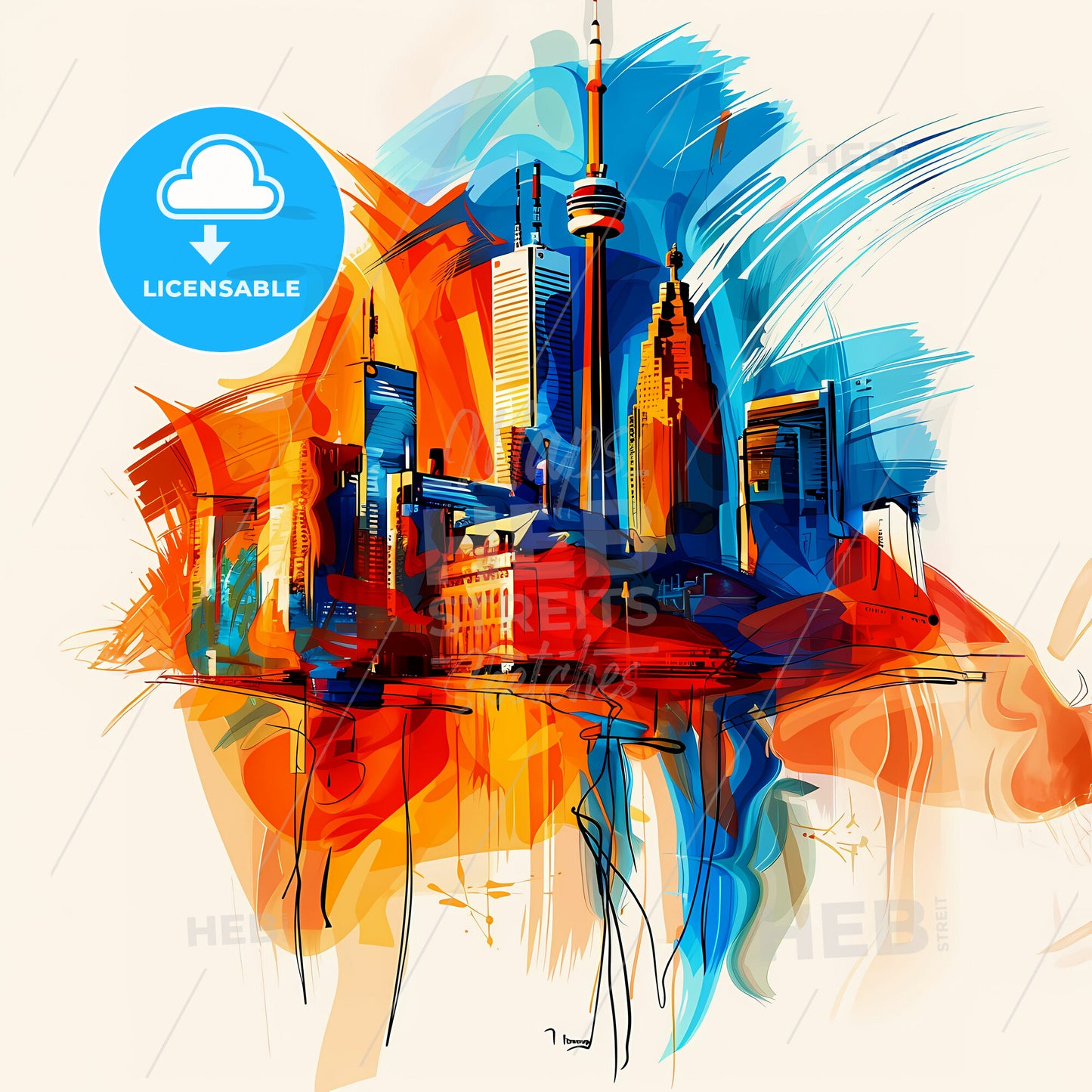 Vibrant Toronto, Canada - A Colorful Cityscape With A Tower