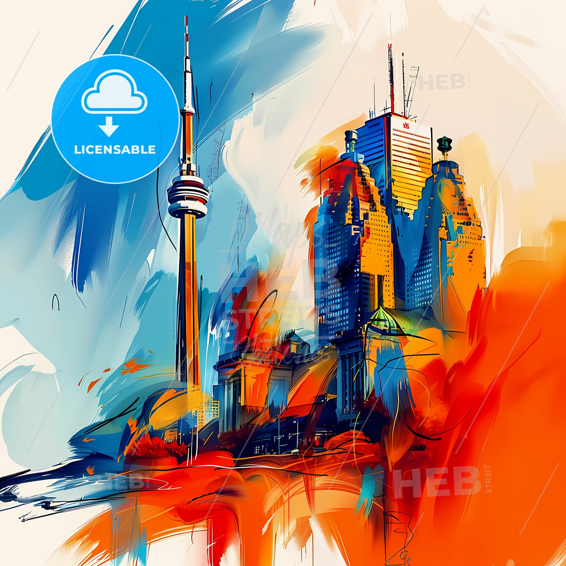 Vibrant Toronto, Canada - A Painting Of A City
