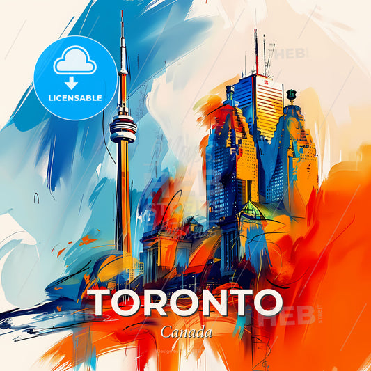 Vibrant Toronto, Canada - A Painting Of A City - Square format print template