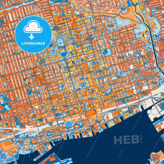 Colorful Toronto Street Map with Labels and Buildings