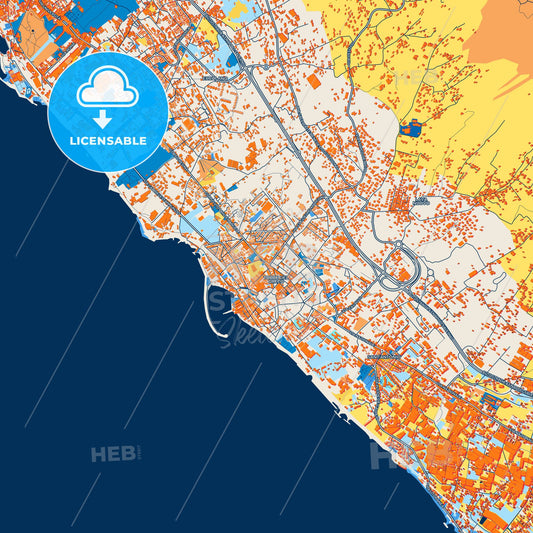 Colorful Torre del Greco Street Map with Labels and Buildings