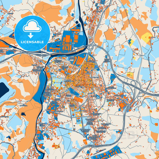 Colorful Torrelavega Street Map with Labels and Buildings