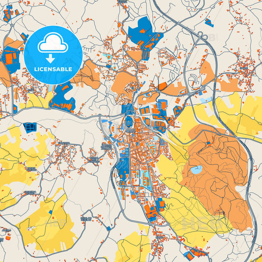 Colorful Torres Vedras Street Map with Labels and Buildings