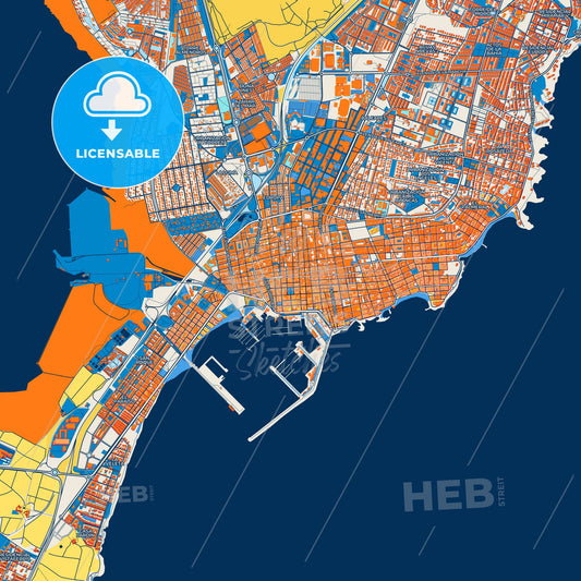 Colorful Torrevieja Street Map with Labels and Buildings