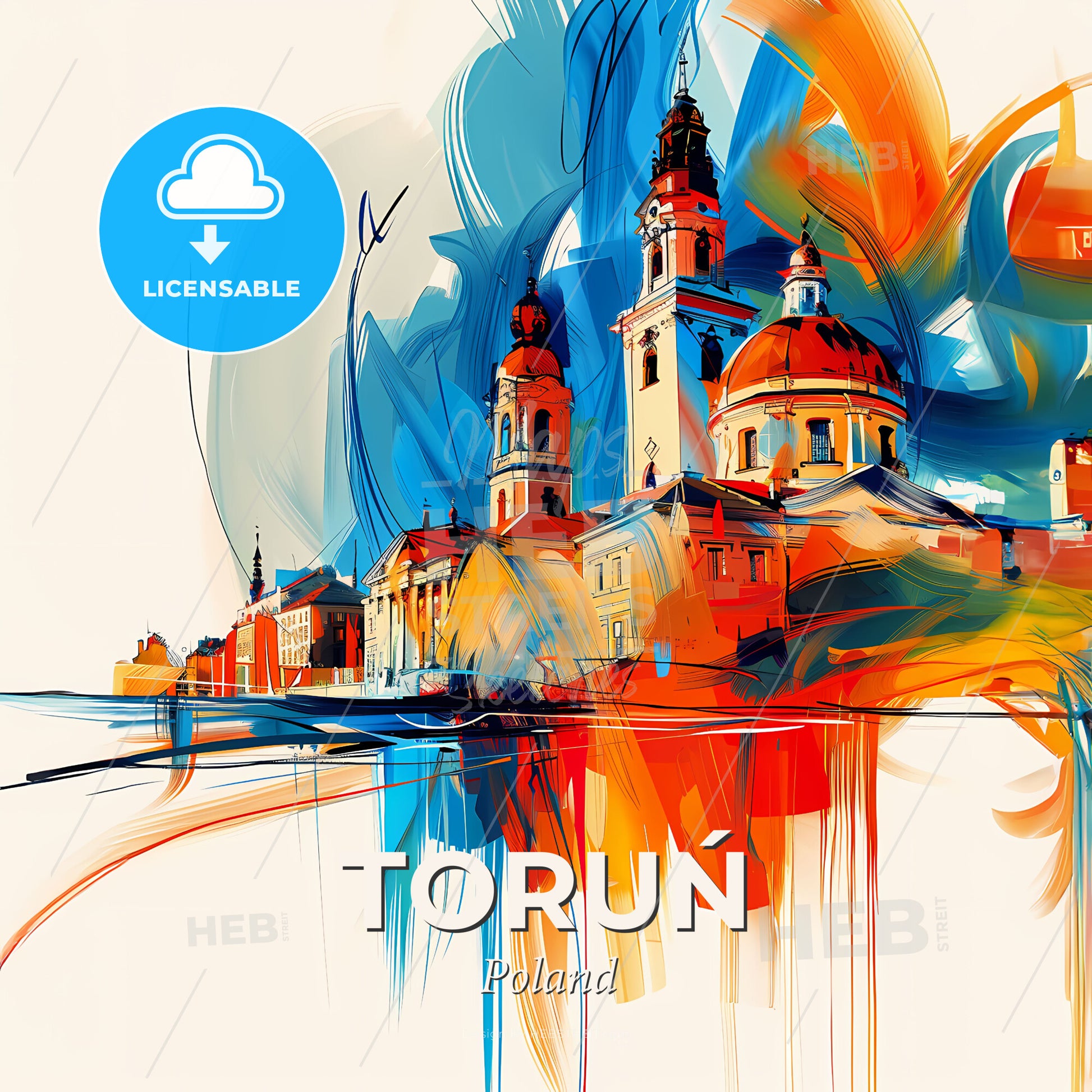 Vibrant Toruń, Poland - A Painting Of A Building With Colorful Paint - Square format print template