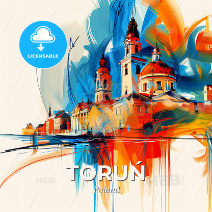 Vibrant Toruń, Poland - A Painting Of A Building With Colorful Paint - Square format print template