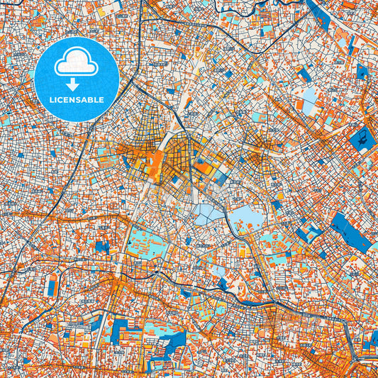 Colorful Toshima Street Map with Labels and Buildings