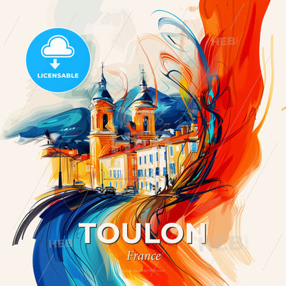 Vibrant Toulon, France - A Colorful Painting Of Buildings - Square format print template