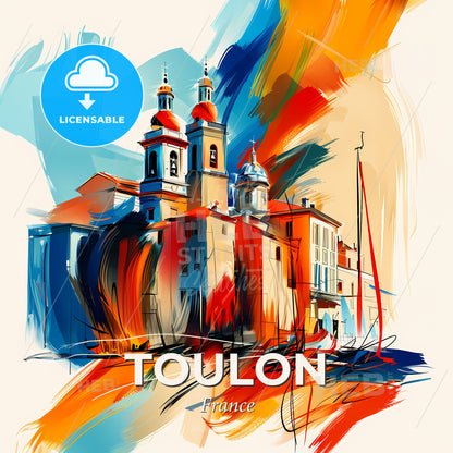 Vibrant Toulon, France - A Painting Of A Building With Colorful Paint - Square format print template
