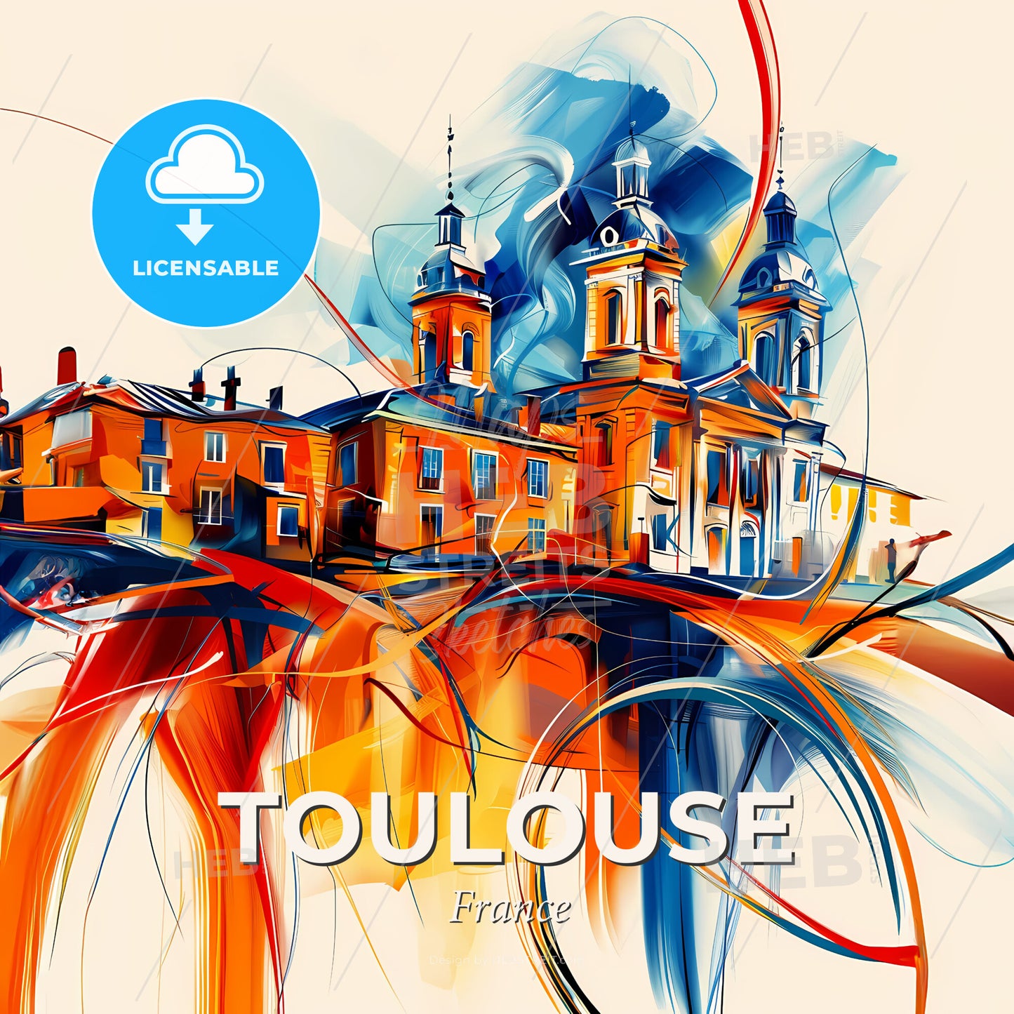 Vibrant Toulouse, France - A Painting Of A Building - Square format print template
