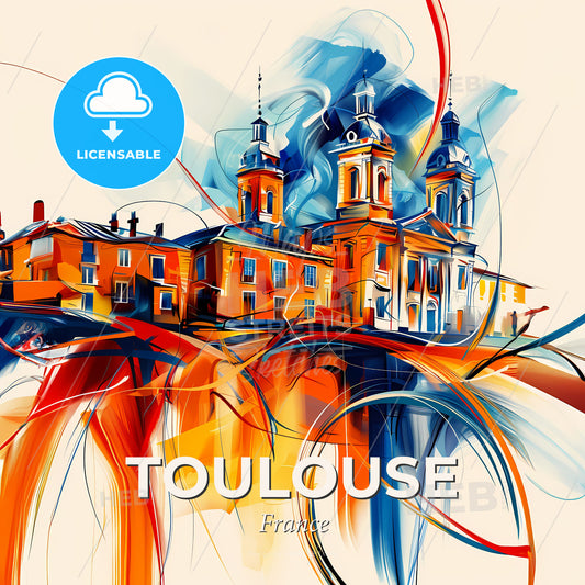 Vibrant Toulouse, France - A Painting Of A Building - Square format print template