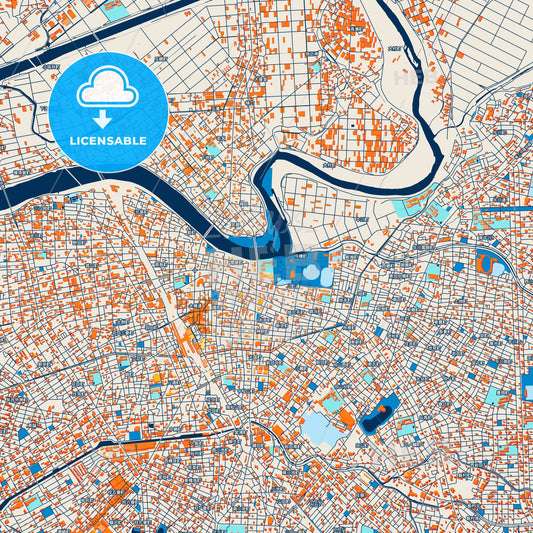 Colorful Toyohashi Street Map with Labels and Buildings