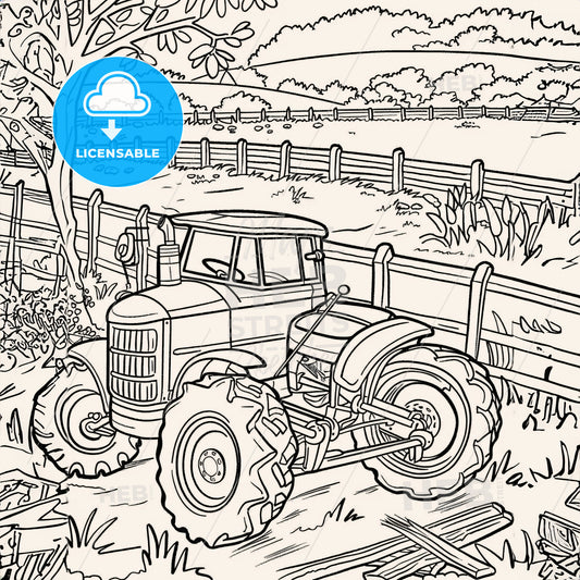 Tractor - A Coloring Page Of A Tractor