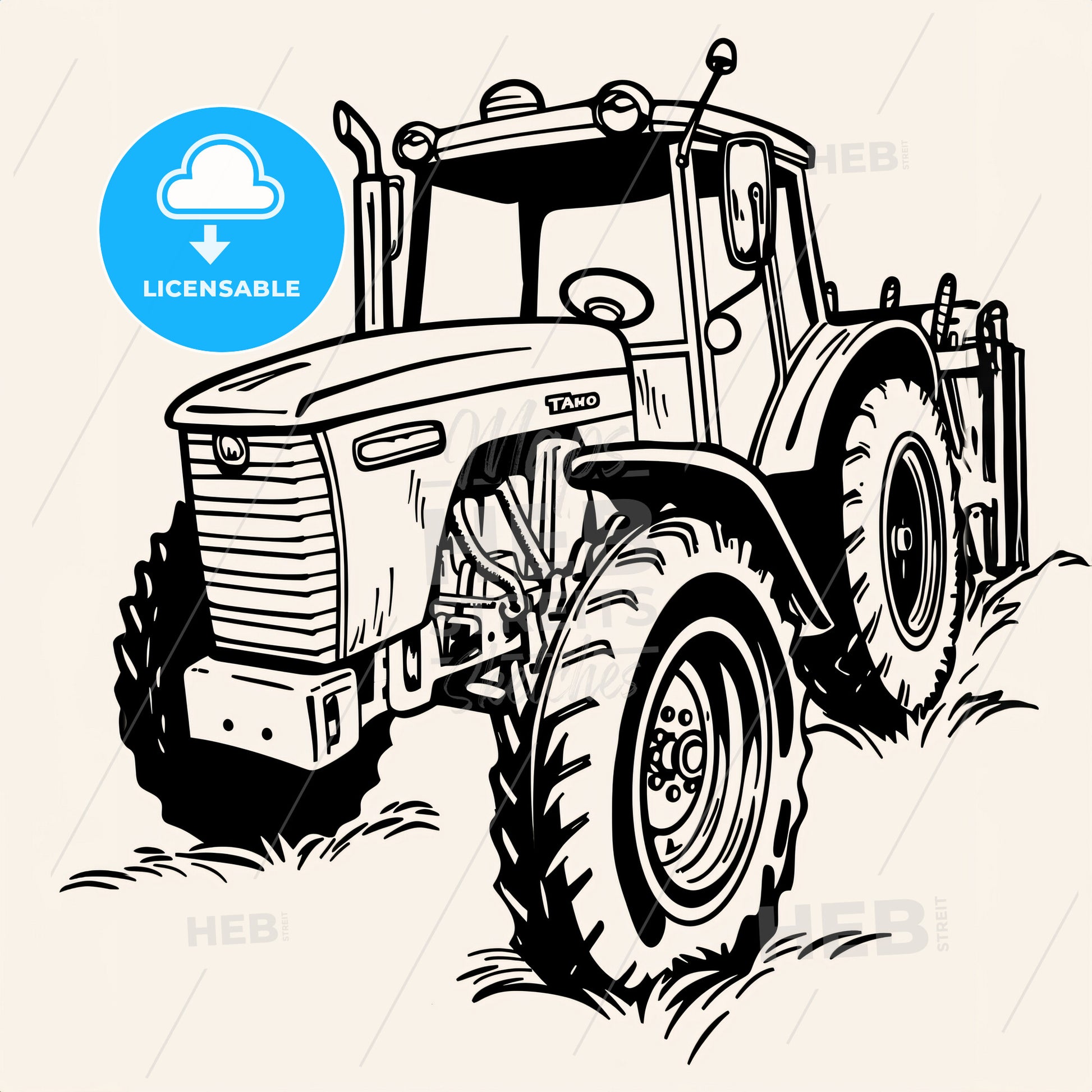 Tractor - A Black And White Drawing Of A Tractor