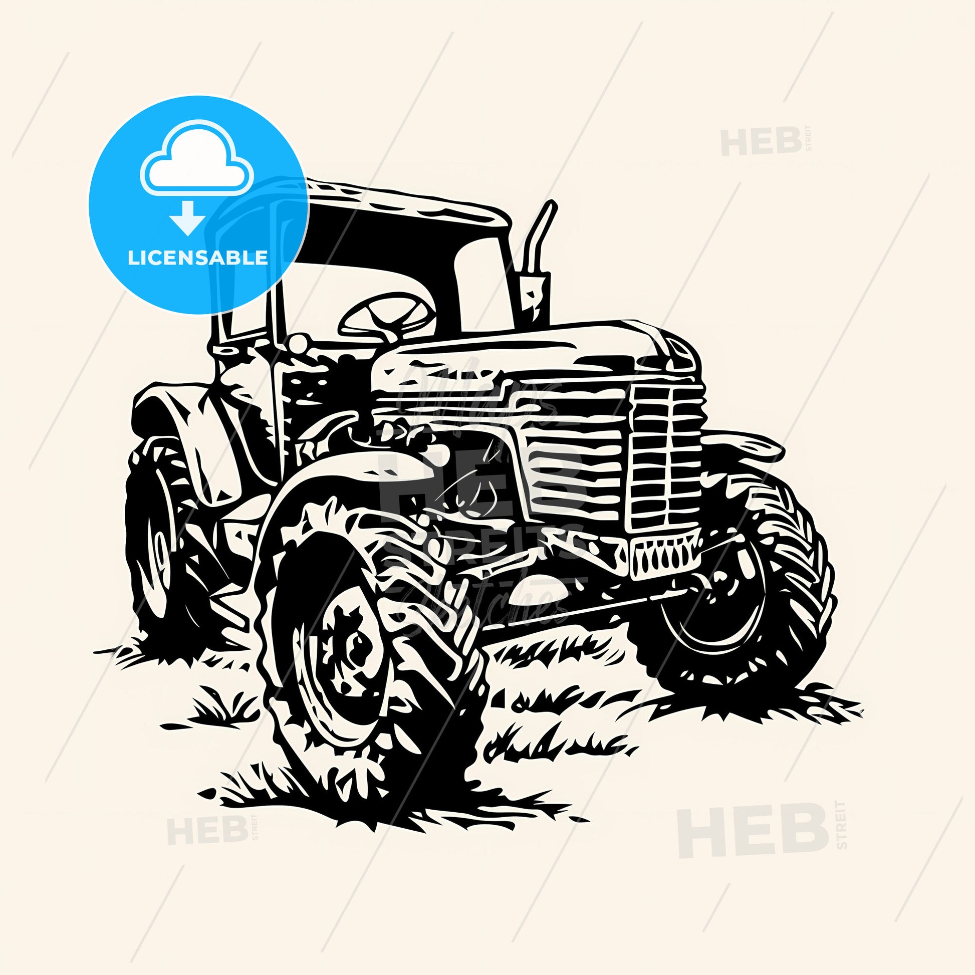 Tractor - A Black And White Drawing Of A Tractor