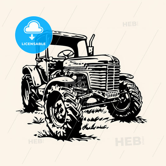Tractor - A Black And White Drawing Of A Tractor