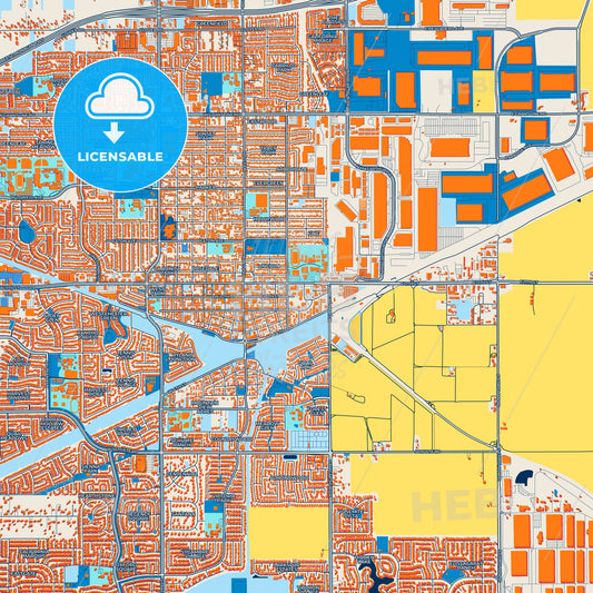 Colorful Tracy Street Map with Labels and Buildings