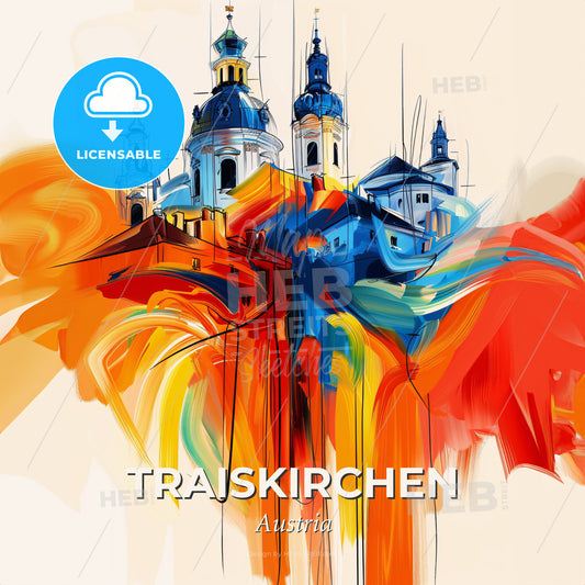 Vibrant Traiskirchen, Austria - A Colorful Painting Of A Building - Square format print template