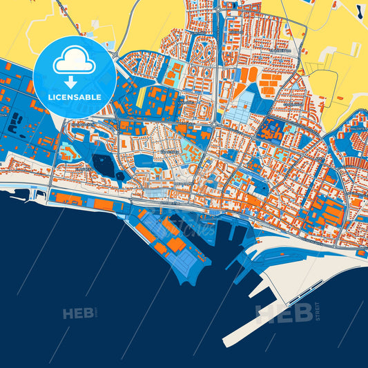 Colorful Trelleborg Street Map with Labels and Buildings