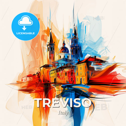 Vibrant Treviso, Italy - A Colorful Painting Of A City - Square format print template
