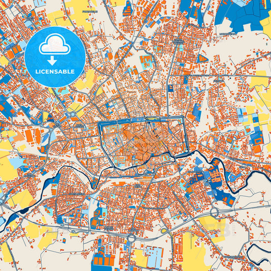 Colorful Treviso Street Map with Labels and Buildings