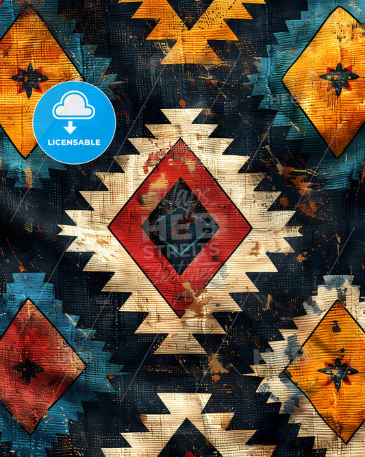 Colorful Triangular Aztec Fabric Ikat Seamless Pattern Surface Painting Art