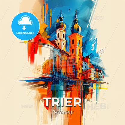 Vibrant Trier, Germany - A Painting Of A Building - Square format print template