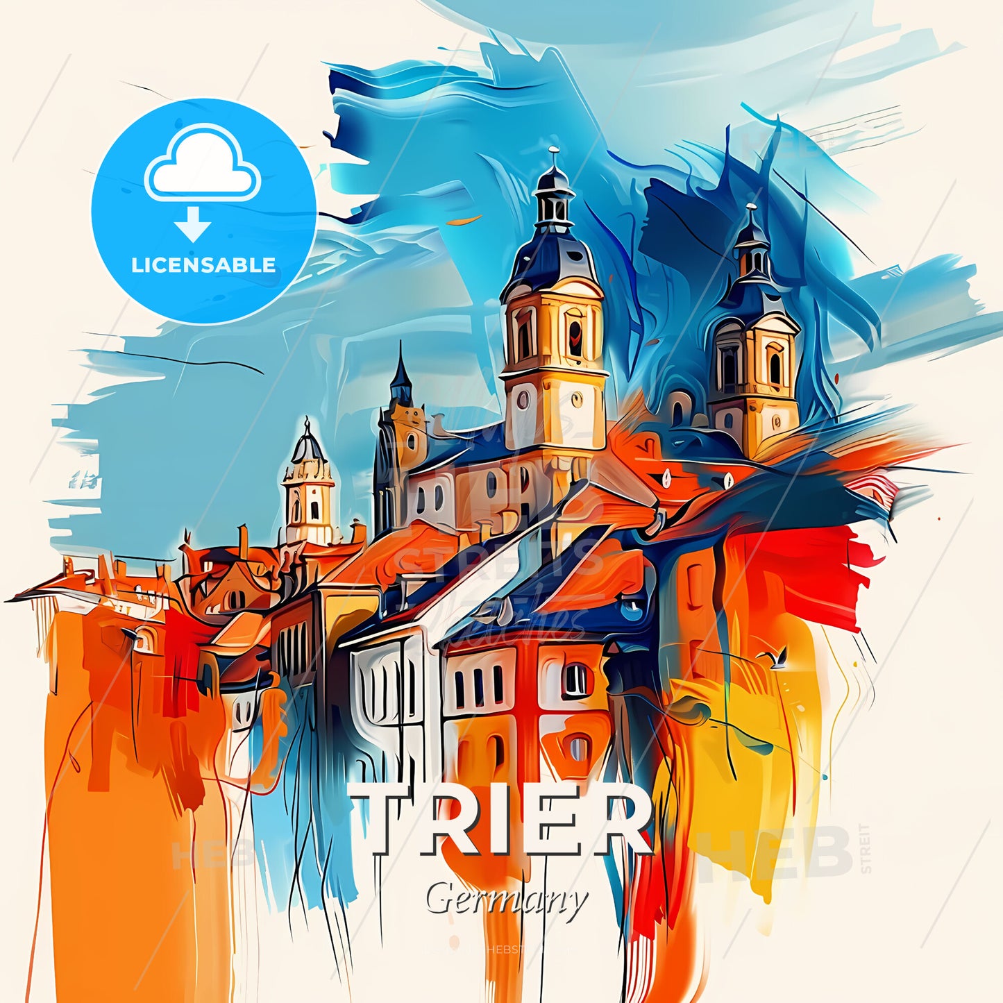 Vibrant Trier, Germany - A Painting Of A Building - Square format print template