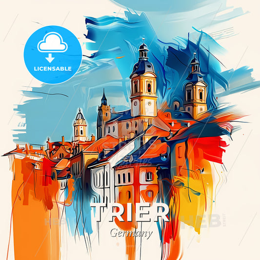 Vibrant Trier, Germany - A Painting Of A Building - Square format print template